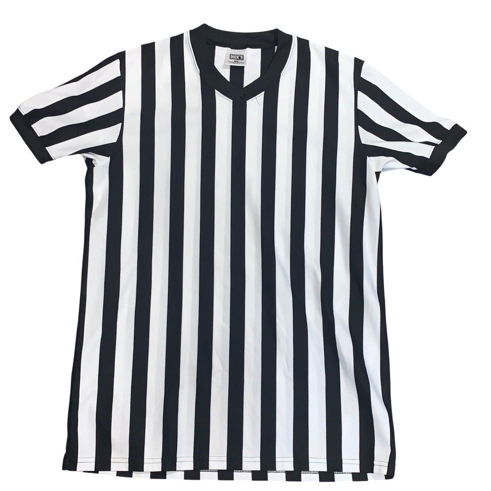 Dick's Sporting Goods Referee Shirt Striped V Neck Short Sleeve Medium‎